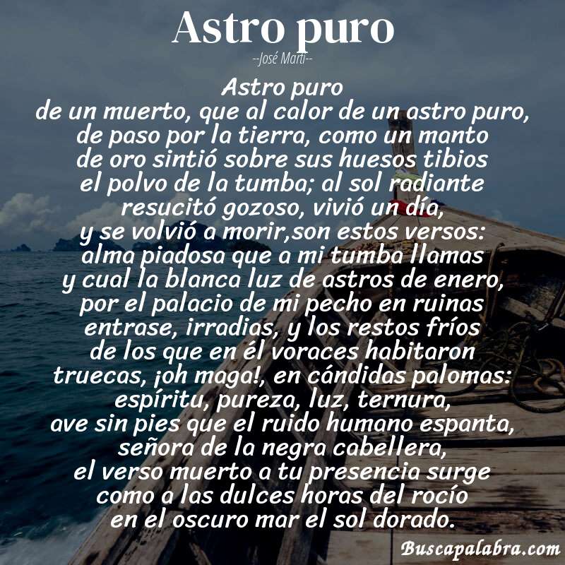 Poema astro puro de José Martí con fondo de barca