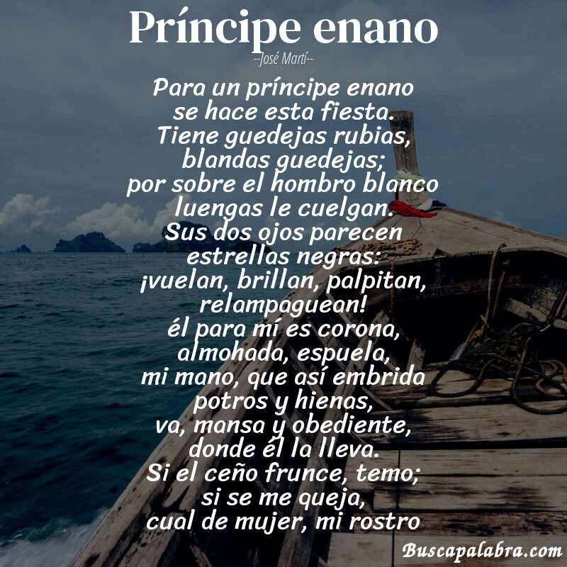 Poema príncipe enano de José Martí con fondo de barca