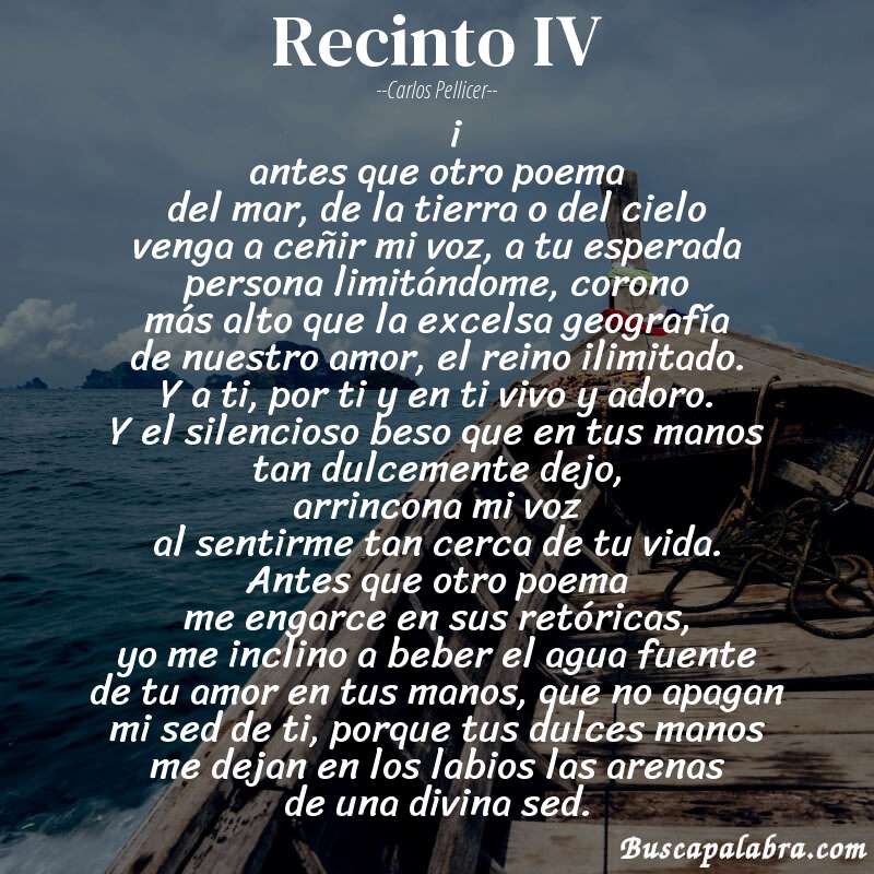Poema recinto IV de Carlos Pellicer con fondo de barca