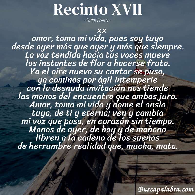 Poema recinto XVII de Carlos Pellicer con fondo de barca