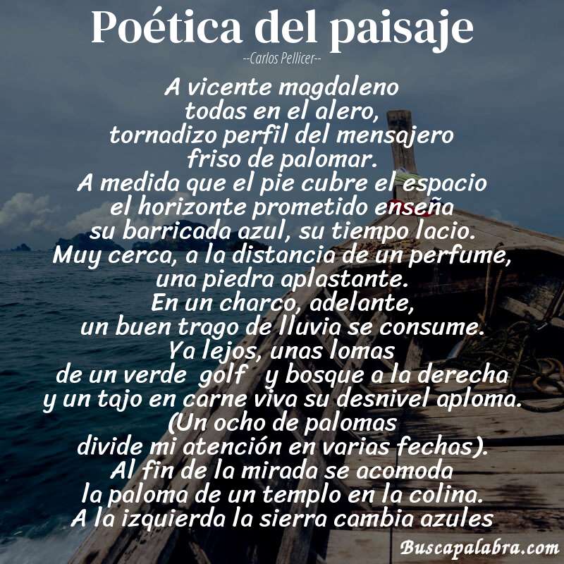 Poema poética del paisaje de Carlos Pellicer con fondo de barca