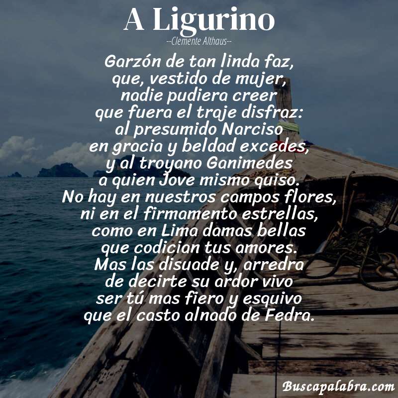 Poema A Ligurino de Clemente Althaus con fondo de barca