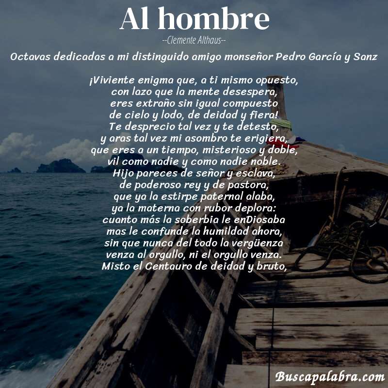 Poema Al hombre de Clemente Althaus con fondo de barca