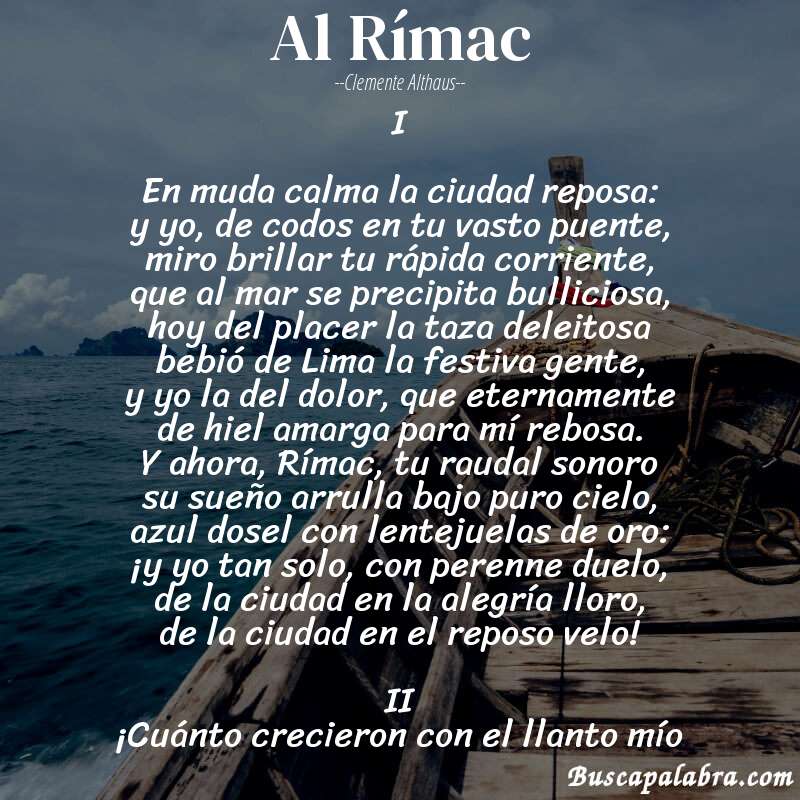 Poema Al Rímac de Clemente Althaus con fondo de barca
