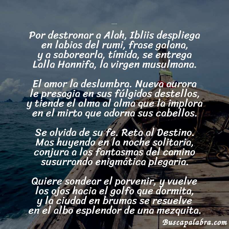 Poema Hannifa de Clementina Isabel Azlor con fondo de barca