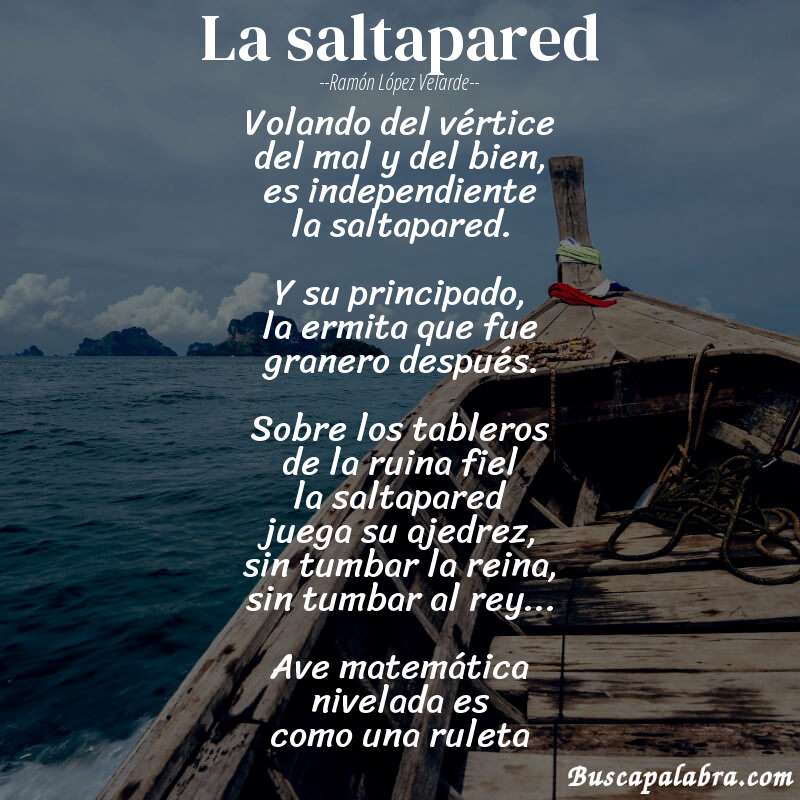 Poema La saltapared de Ramón López Velarde con fondo de barca