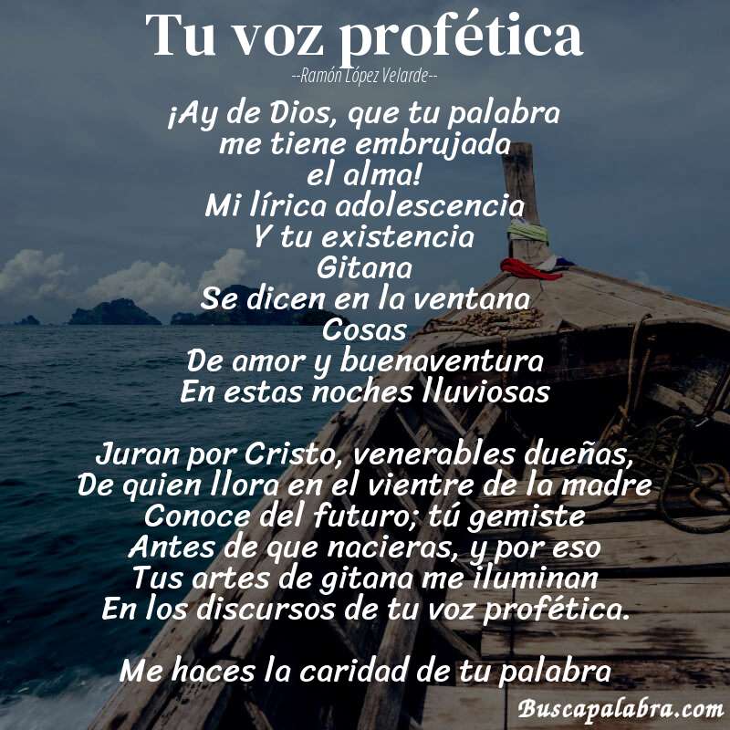 Poema Tu voz profética de Ramón López Velarde con fondo de barca