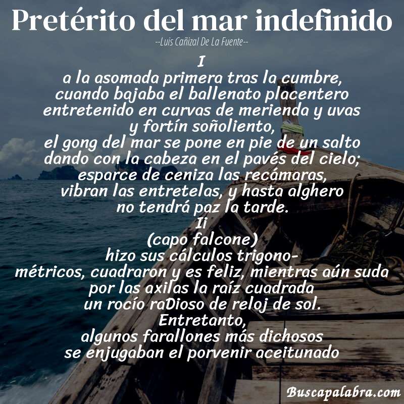 Poema pretérito del mar indefinido de Luis Cañizal de la Fuente con fondo de barca