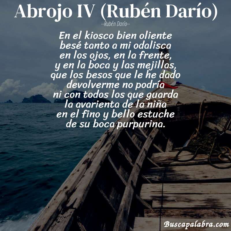 Poema Abrojo IV (Rubén Darío) de Rubén Darío con fondo de barca