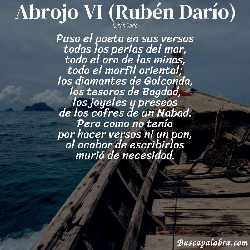 Poema Abrojo VI (Rubén Darío) de Rubén Darío con fondo de barca