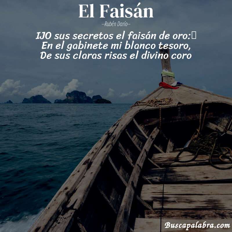 Poema El Faisán de Rubén Darío con fondo de barca