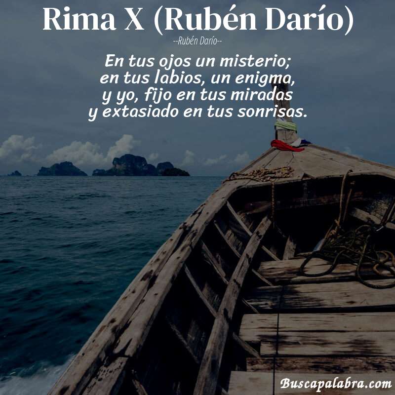 Poema Rima X (Rubén Darío) de Rubén Darío con fondo de barca