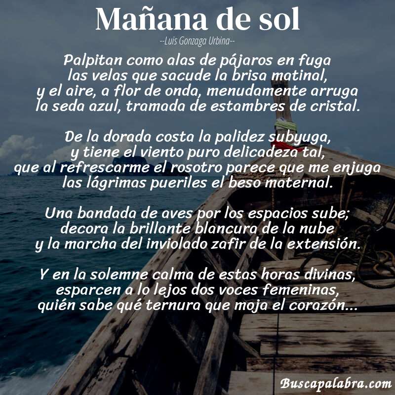 Poema mañana de sol de Luis Gonzaga Urbina con fondo de barca