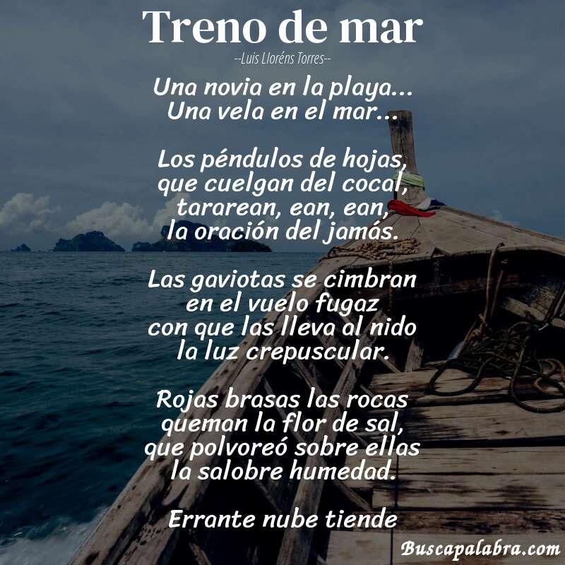 Poema treno de mar de Luis Lloréns Torres con fondo de barca