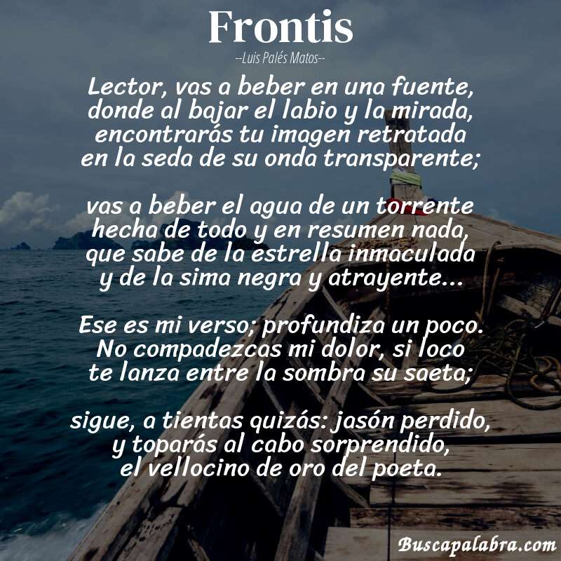 Poema frontis de Luis Palés Matos con fondo de barca