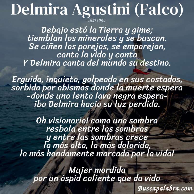 Poema Delmira Agustini (Falco) de Líber Falco con fondo de barca