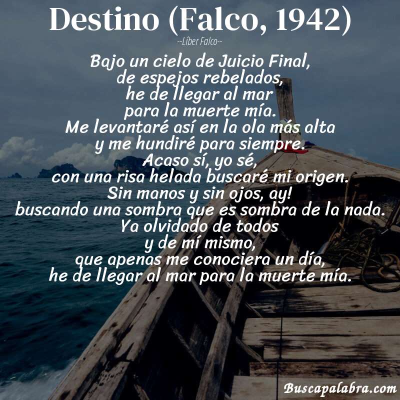 Poema Destino (Falco, 1942) de Líber Falco con fondo de barca