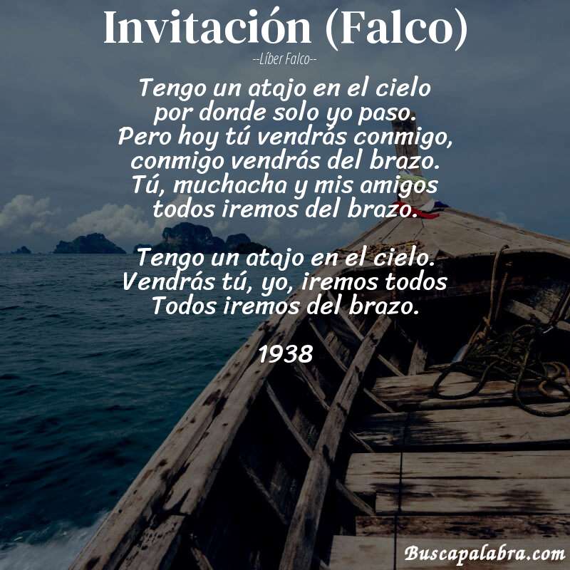 Poema Invitación (Falco) de Líber Falco con fondo de barca