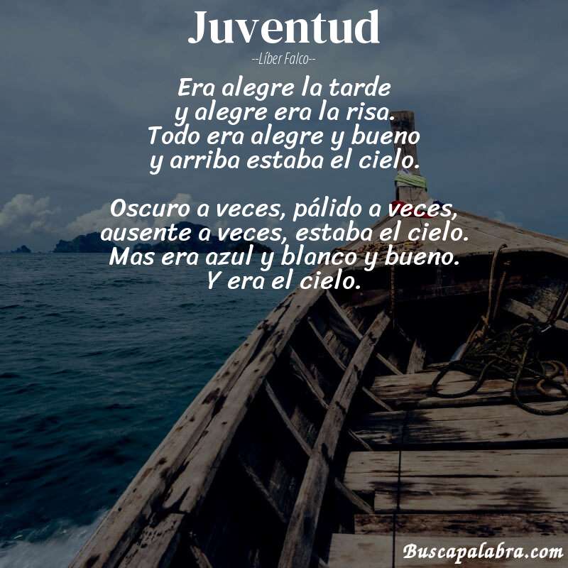 Poema Juventud de Líber Falco con fondo de barca