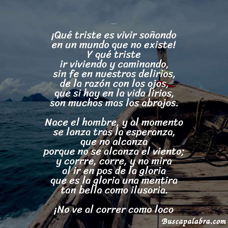 Poema Mentiras de la existencia de Manuel Acuña con fondo de barca