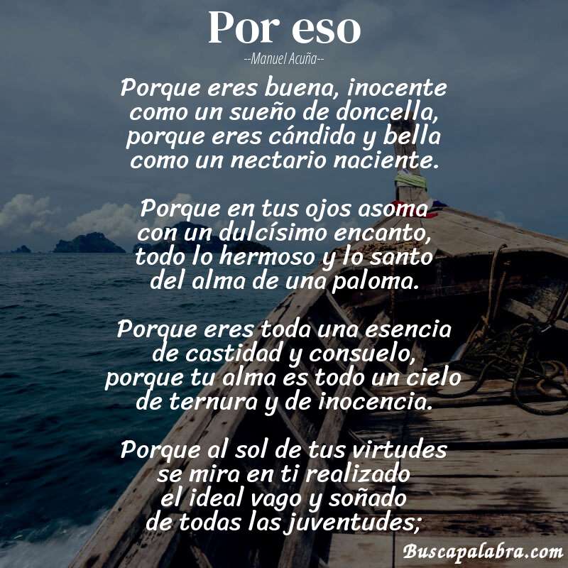 Poema Por eso de Manuel Acuña con fondo de barca