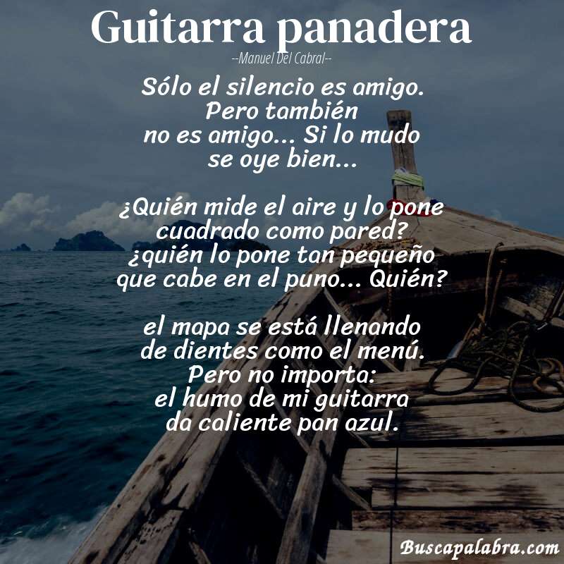 Poema guitarra panadera de Manuel del Cabral con fondo de barca