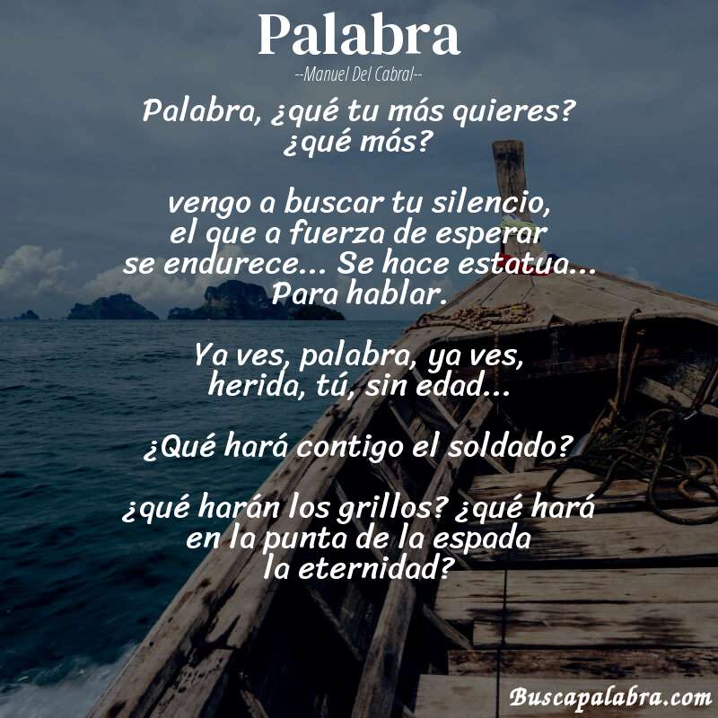 Poema palabra de Manuel del Cabral con fondo de barca