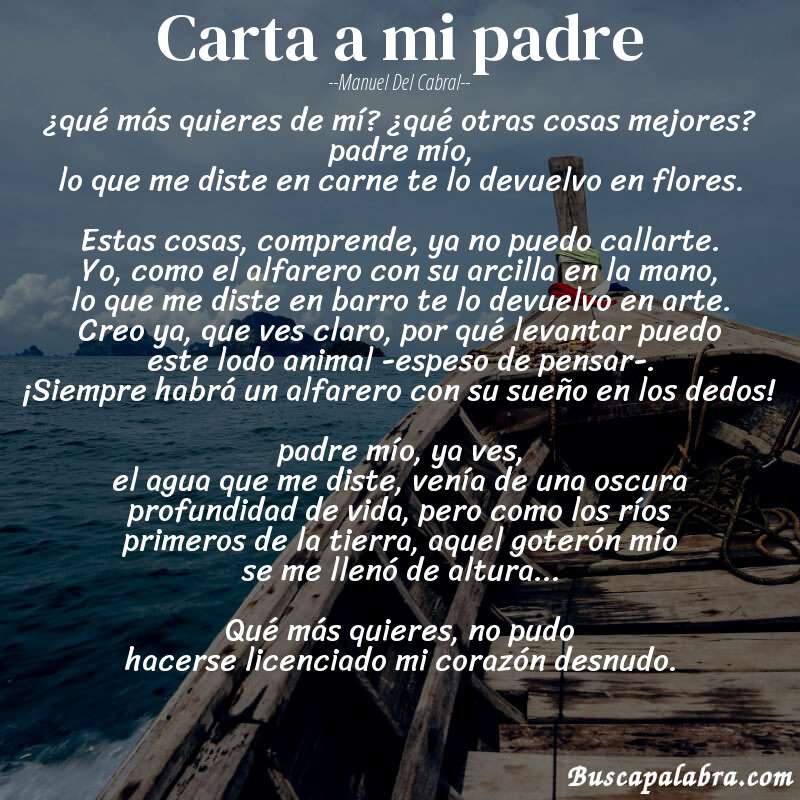 Poema Carta a mi padre de Manuel Del Cabral - Análisis del poema