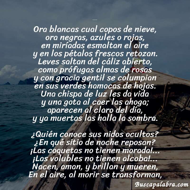 Poema Mariposas de Manuel Gutiérrez Nájera con fondo de barca