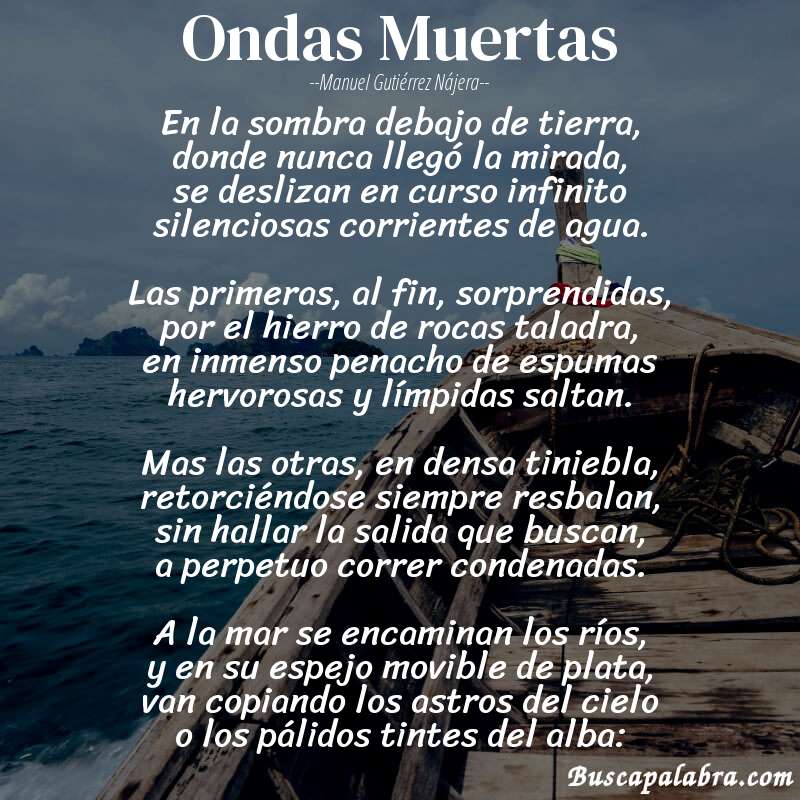 Poema Ondas Muertas de Manuel Gutiérrez Nájera con fondo de barca