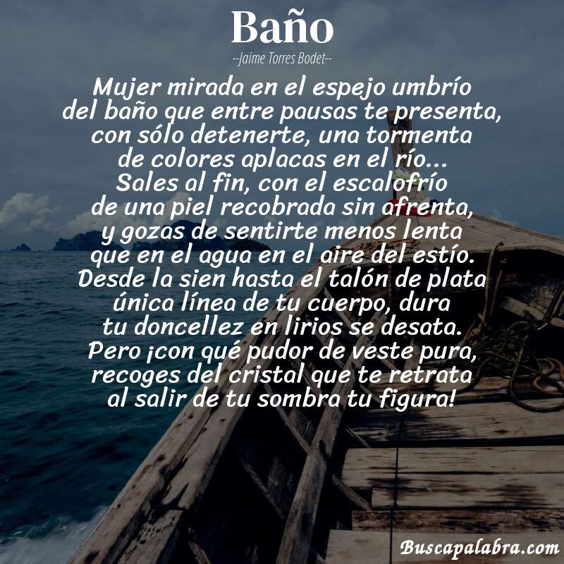 Poema baño de Jaime Torres Bodet con fondo de barca