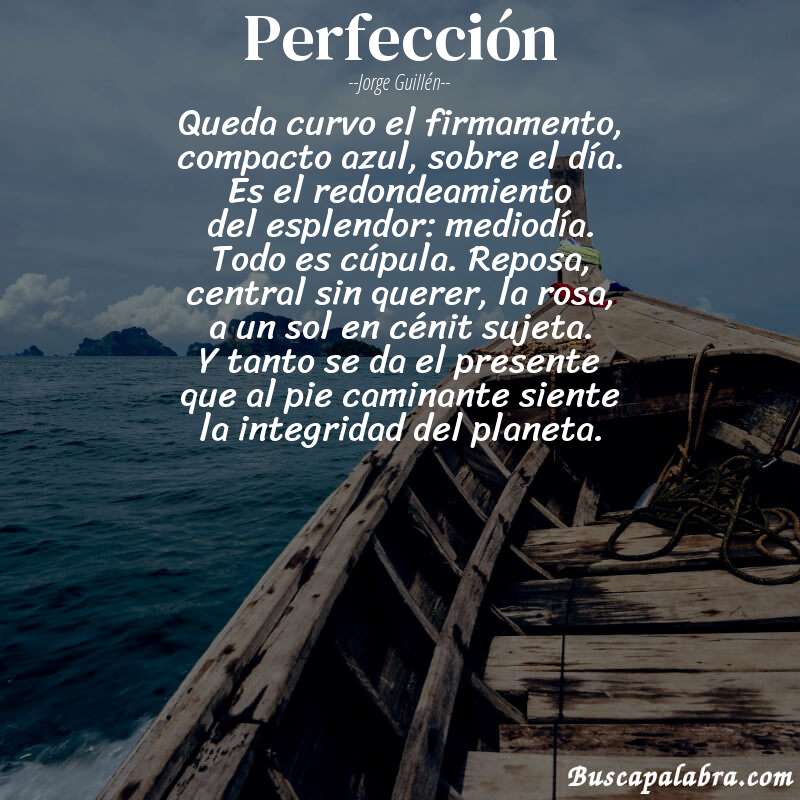 Poema perfección de Jorge Guillén con fondo de barca