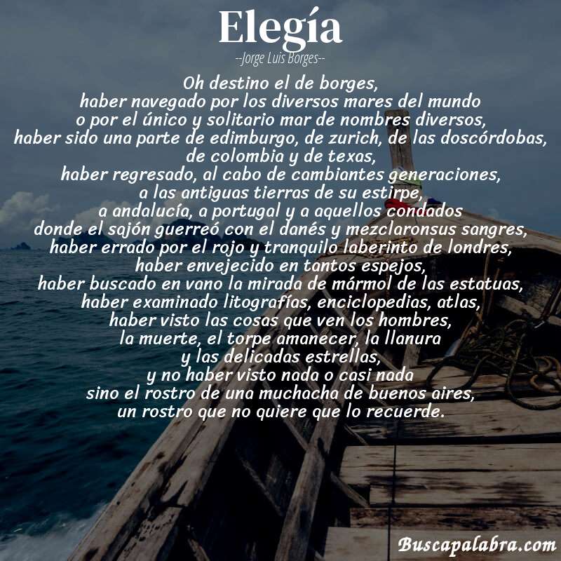 Poema elegía de Jorge Luis Borges con fondo de barca