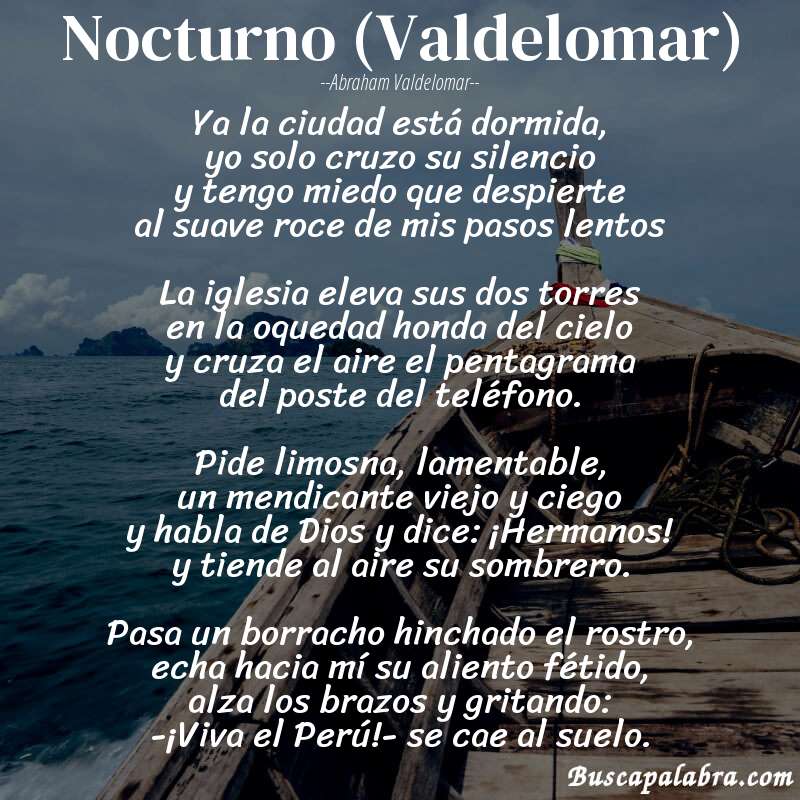 Poema Nocturno (Valdelomar) de Abraham Valdelomar con fondo de barca
