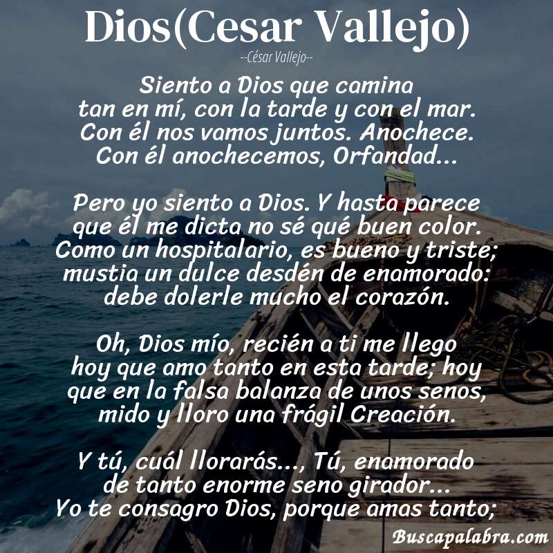 Poema Dios(Cesar Vallejo) de César Vallejo con fondo de barca