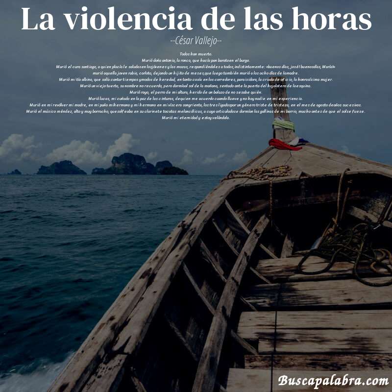 Poema la violencia de las horas de César Vallejo con fondo de barca