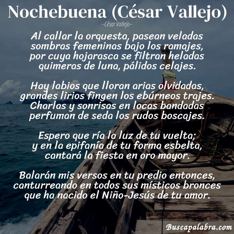 Poema Nochebuena (César Vallejo) de César Vallejo con fondo de barca