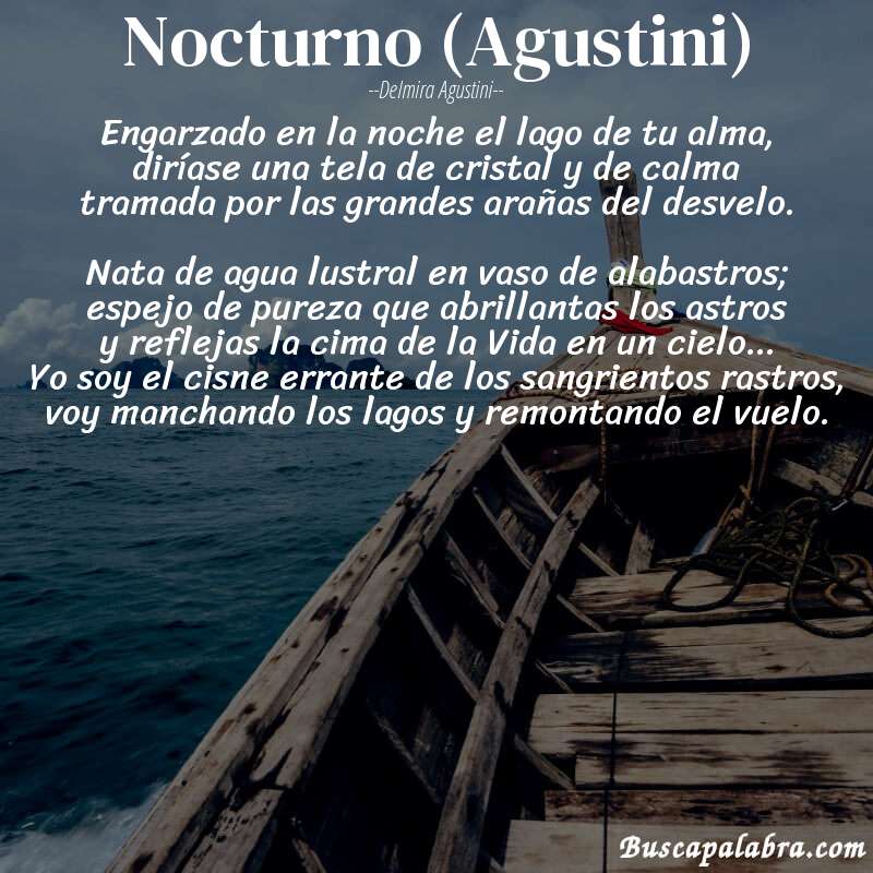 Poema Nocturno (Agustini) de Delmira Agustini con fondo de barca