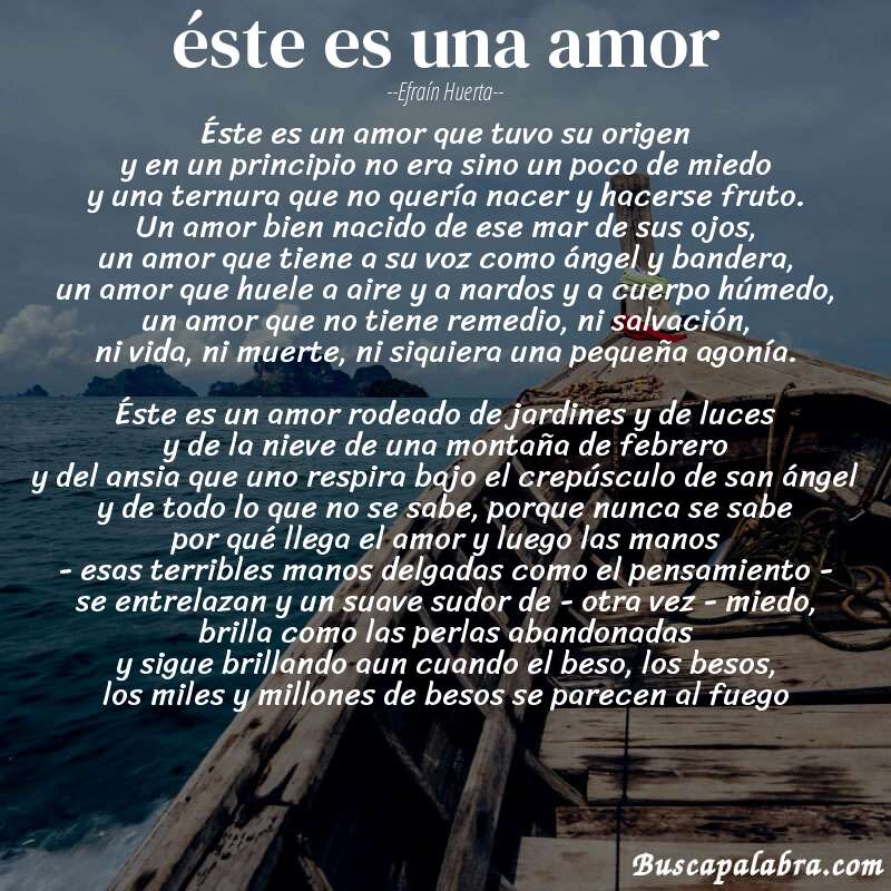 Poema éste es una amor de Efraín Huerta con fondo de barca
