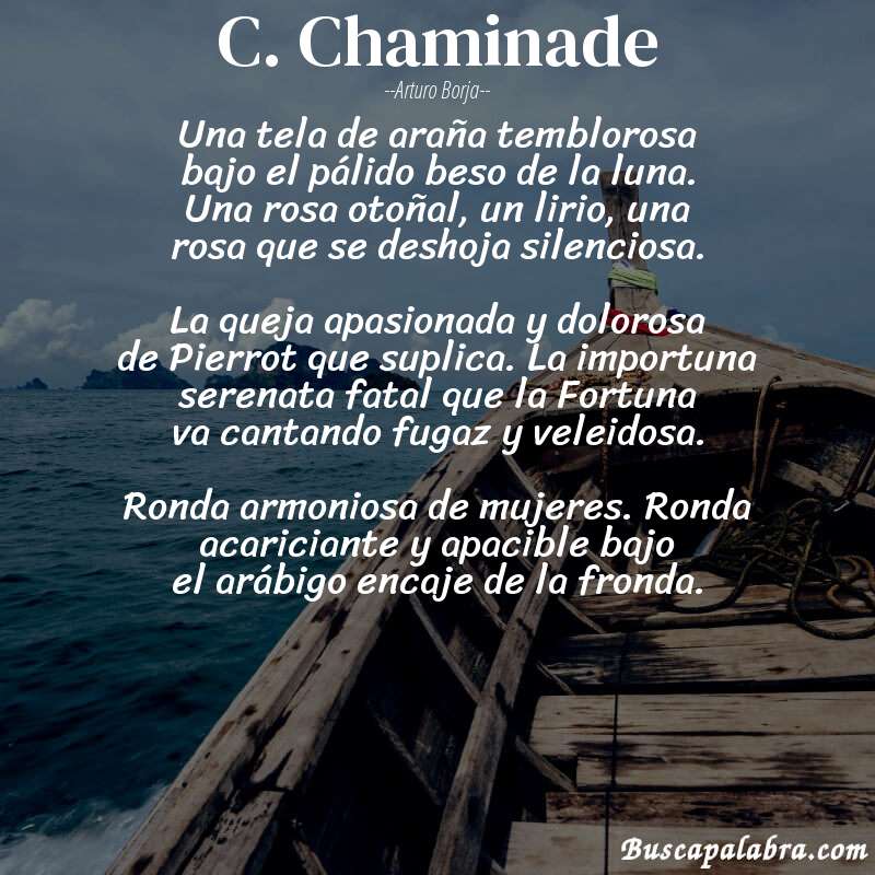 Poema C. Chaminade de Arturo Borja con fondo de barca