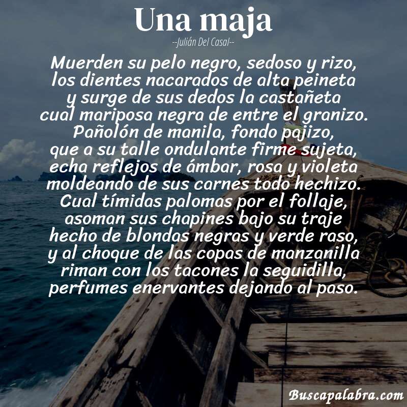 Poema una maja de Julián del Casal con fondo de barca
