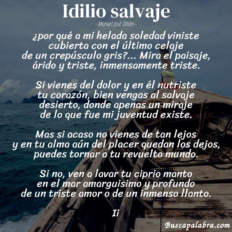 Poema idilio salvaje de Manuel José Othón con fondo de barca