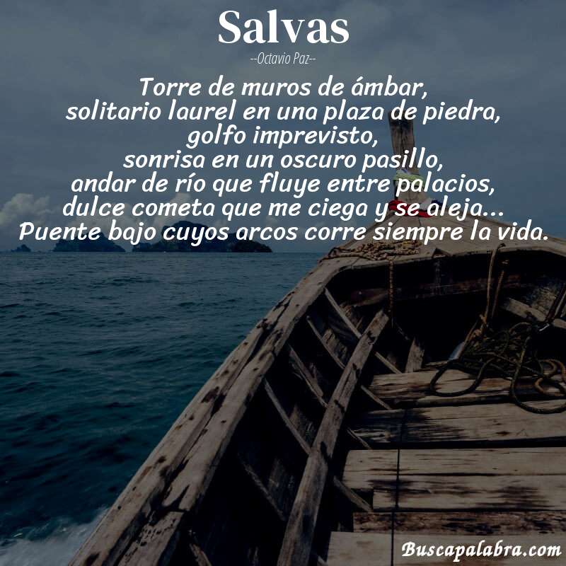 Poema salvas de Octavio Paz con fondo de barca