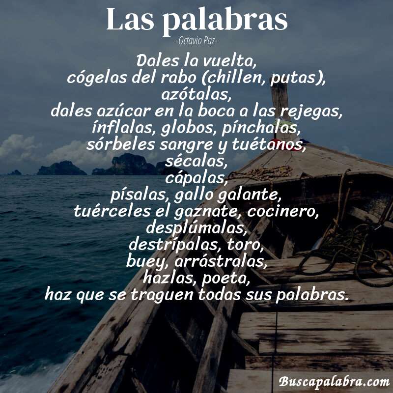 Poema las palabras de Octavio Paz con fondo de barca