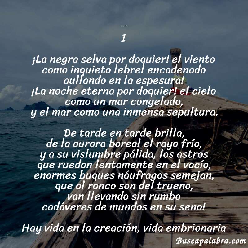 Poema A Víctor Hugo de Olegario Víctor Andrade con fondo de barca