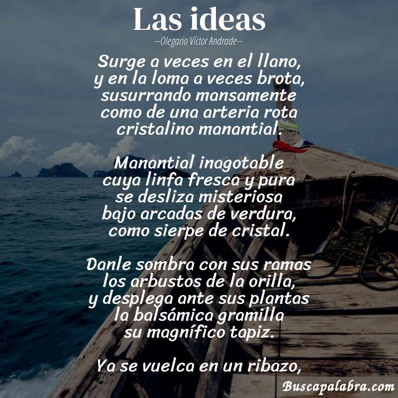 Poema Las ideas de Olegario Víctor Andrade con fondo de barca