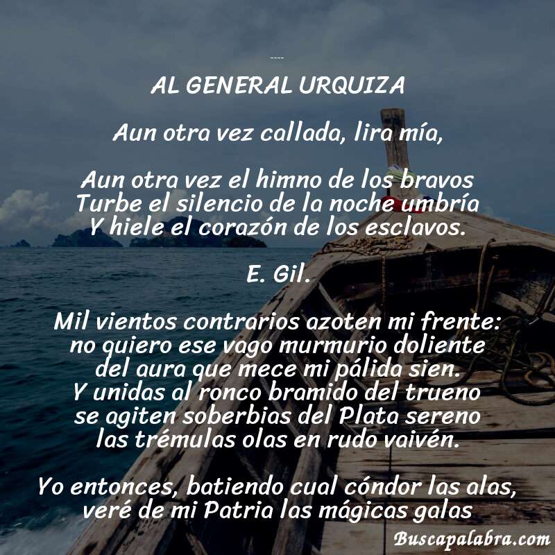 Poema Mi patria de Olegario Víctor Andrade con fondo de barca