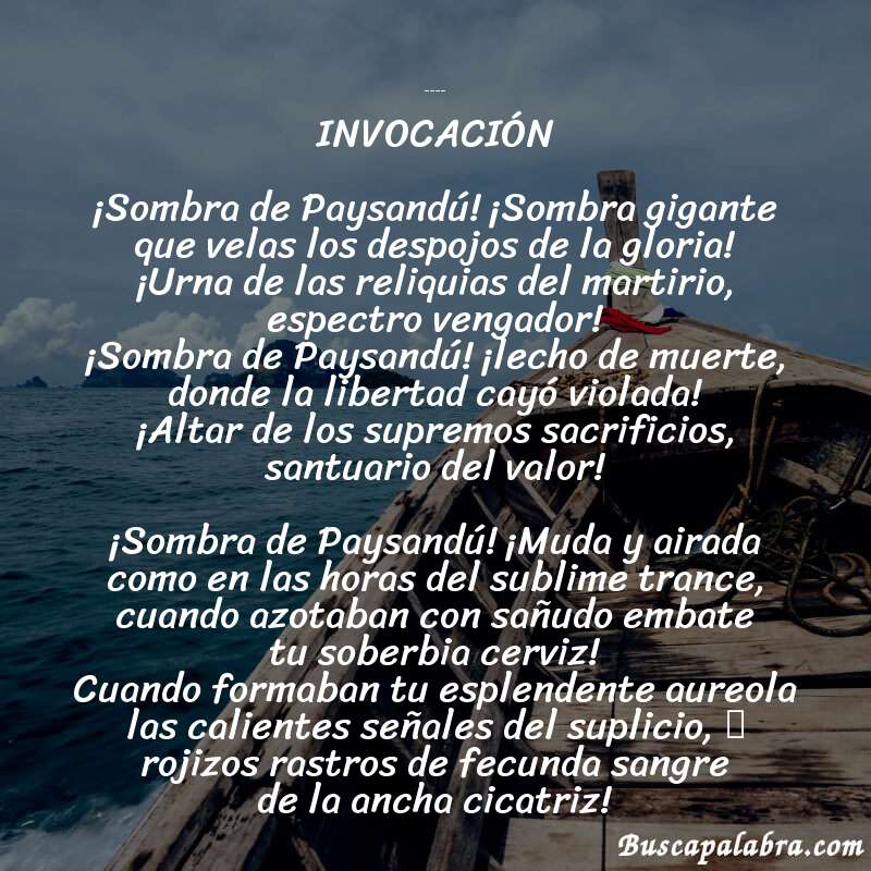 Poema Paysandú de Olegario Víctor Andrade con fondo de barca