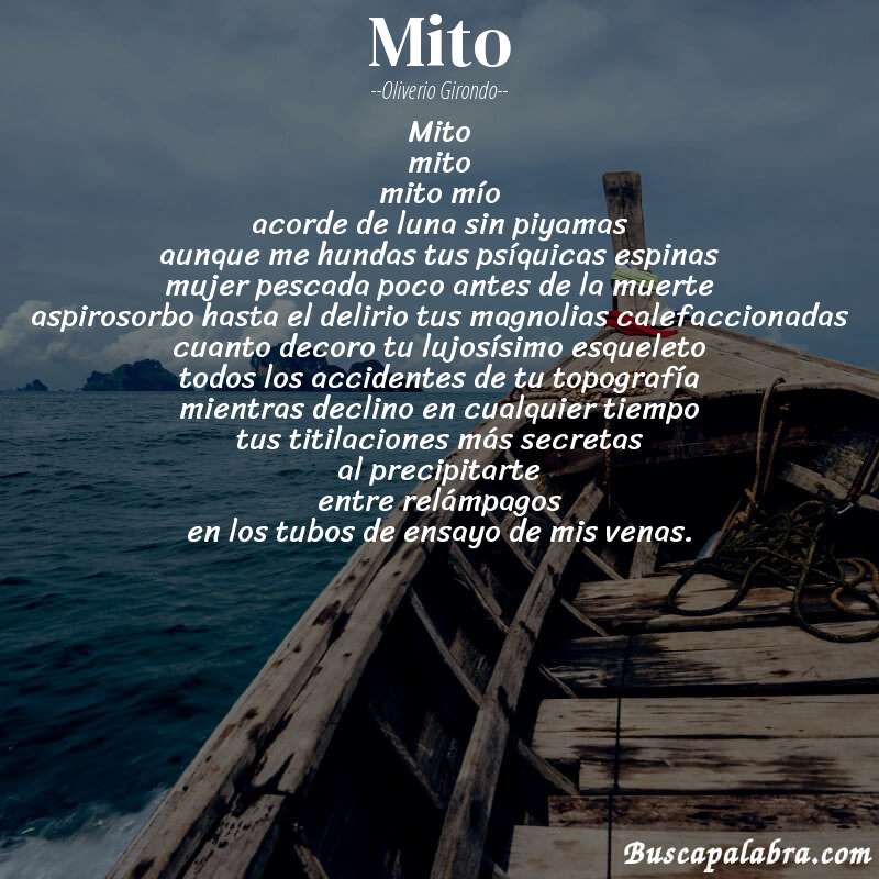 Poema mito de Oliverio Girondo con fondo de barca