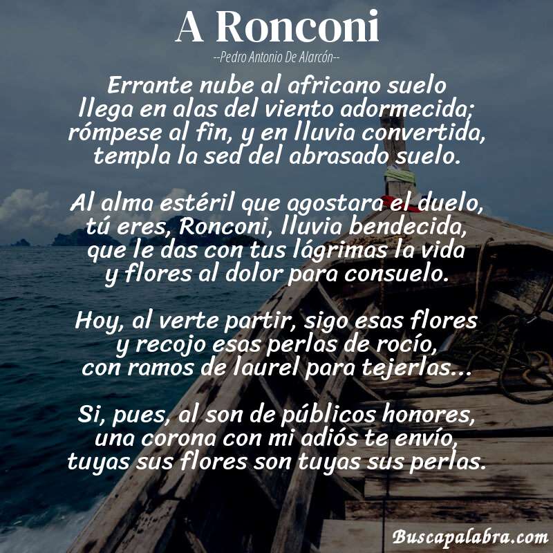 Poema A Ronconi de Pedro Antonio de Alarcón con fondo de barca